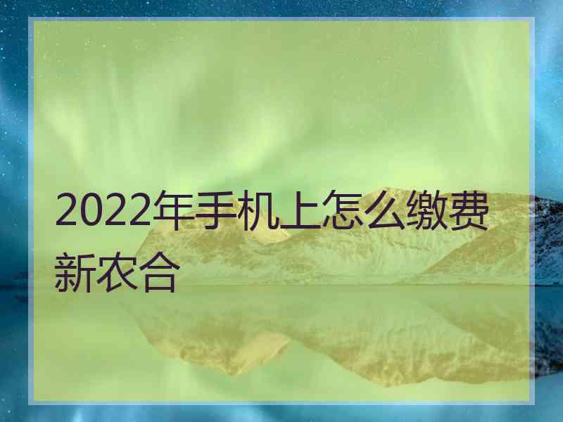 2022年手机上怎么缴费新农合 2022年手机上怎么缴费新农合