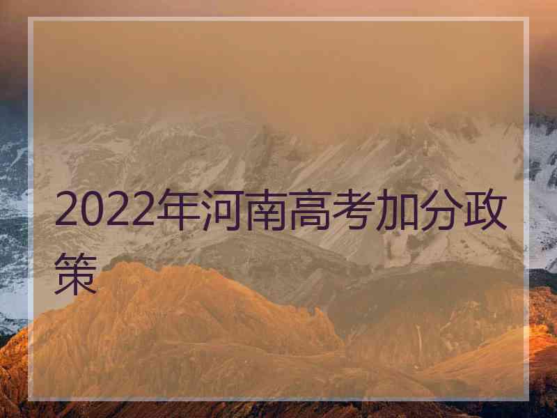 2022年河南高考加分政策