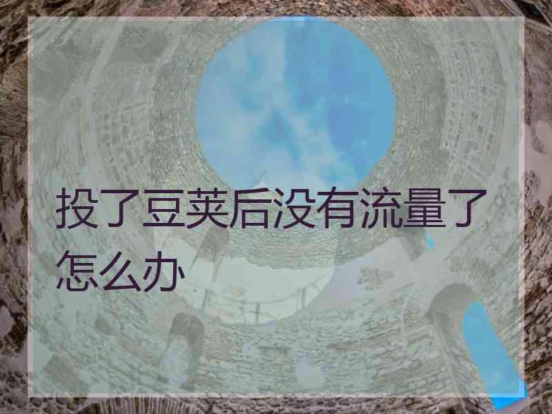投了豆荚后没有流量了怎么办 投了豆荚后没有流量了怎么办