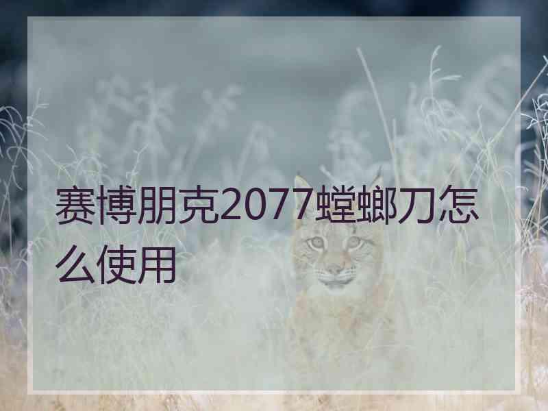 赛博朋克2077螳螂刀怎么使用 赛博朋克2077螳螂刀怎么使用