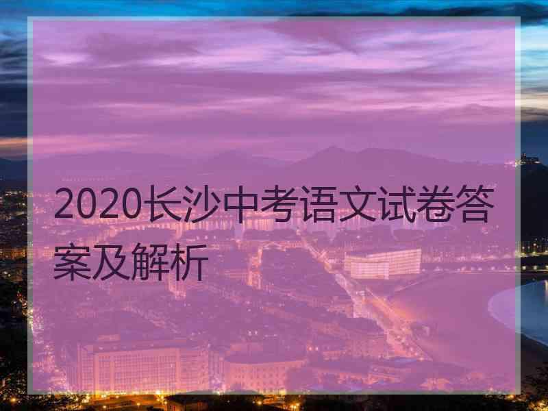 2020长沙中考语文试卷答案及解析 2020长沙中考语文试卷答案及解析