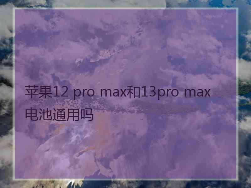 苹果12 pro max和13pro max电池通用吗 苹果12 pro max和13pro max电池通用吗