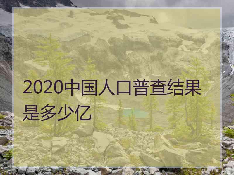 2020中国人口普查结果是多少亿 2020中国人口普查结果是多少亿