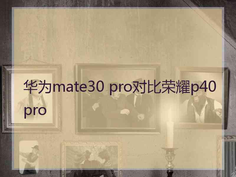 华为mate30 pro对比荣耀p40 pro 华为mate30 pro对比荣耀p40 pro