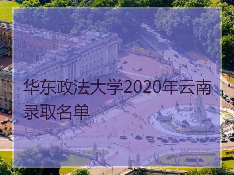 华东政法大学2020年云南录取名单
