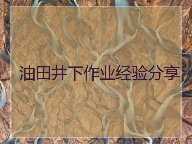 油田井下作业经验分享