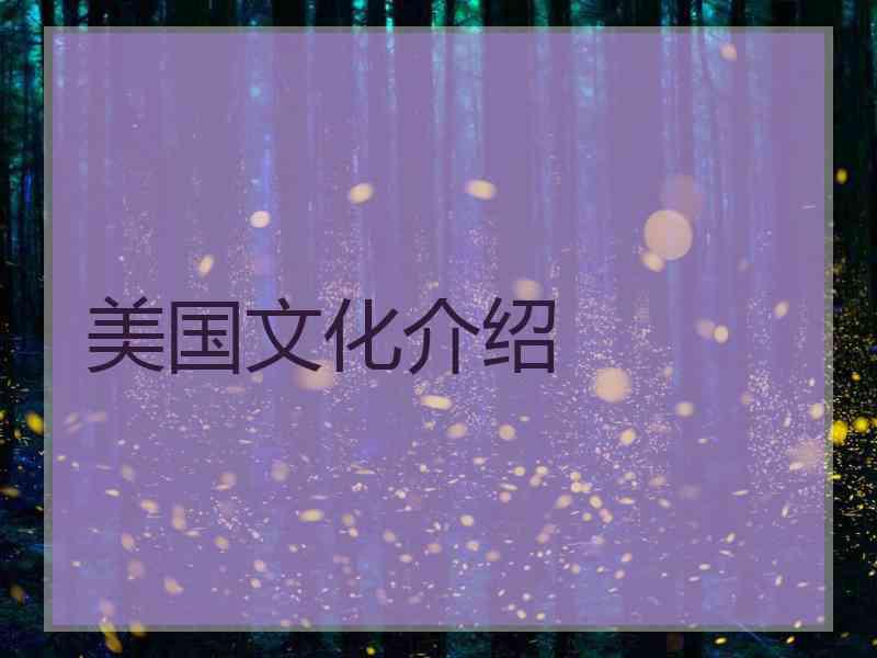 美国文化介绍