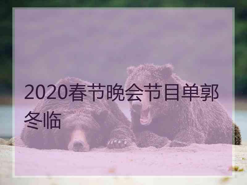 2020春节晚会节目单郭冬临