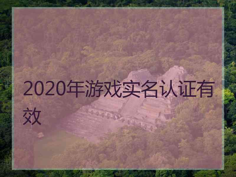 2020年游戏实名认证有效
