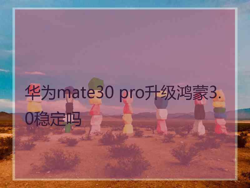 华为mate30 pro升级鸿蒙3.0稳定吗