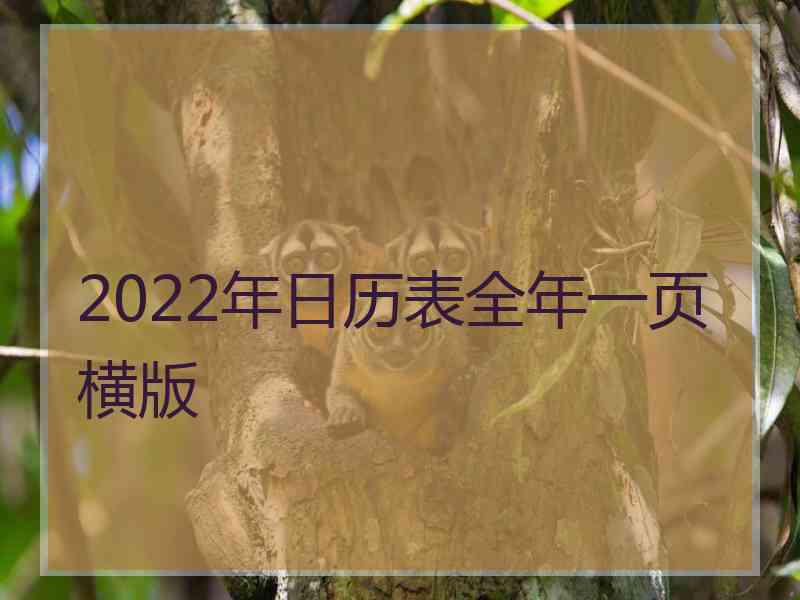 2022年日历表全年一页横版