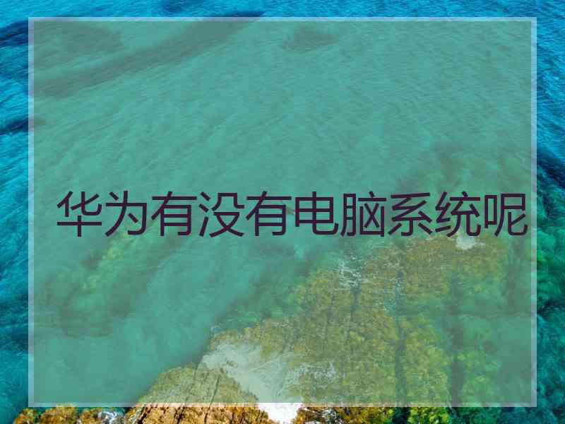 华为有没有电脑系统呢