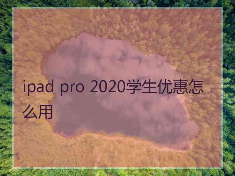 ipad pro 2020学生优惠怎么用