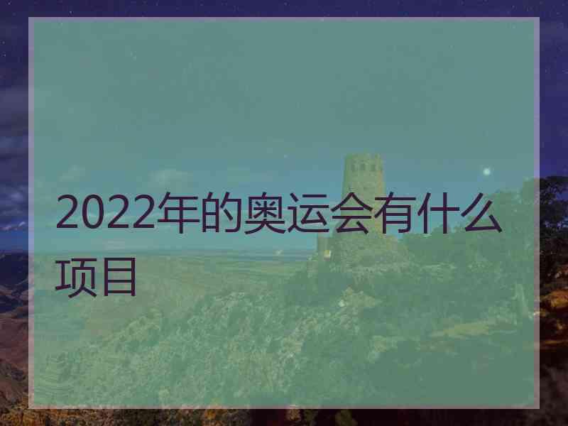 2022年的奥运会有什么项目