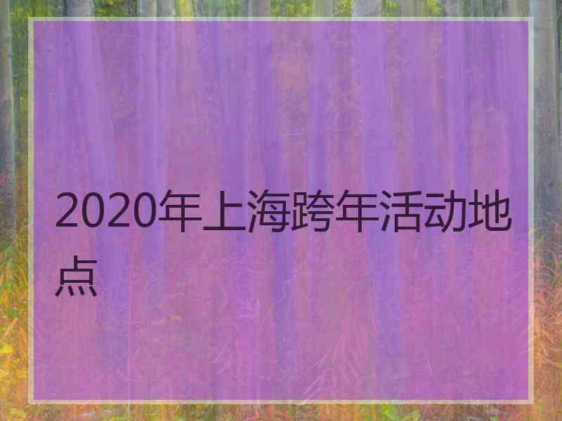 2020年上海跨年活动地点