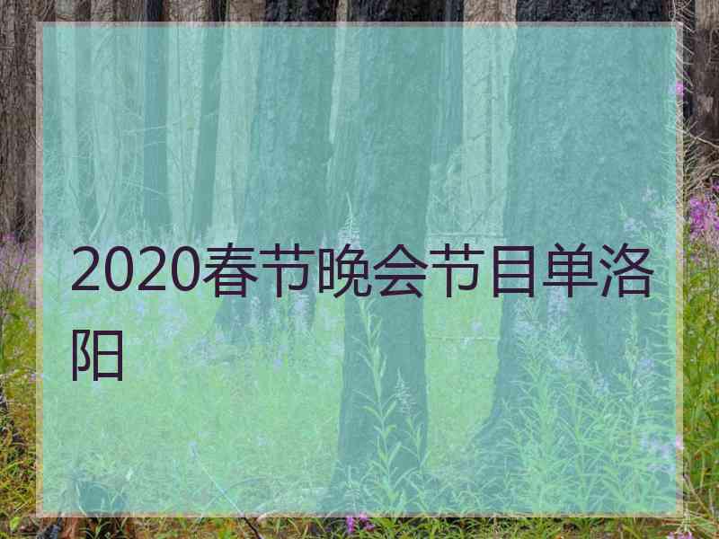 2020春节晚会节目单洛阳