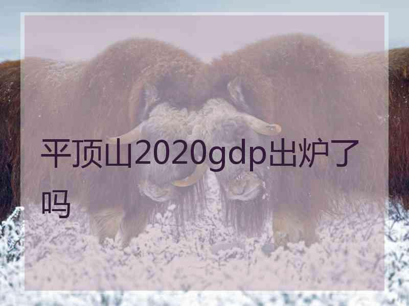 平顶山2020gdp出炉了吗