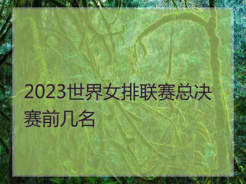 2023世界女排联赛总决赛前几名