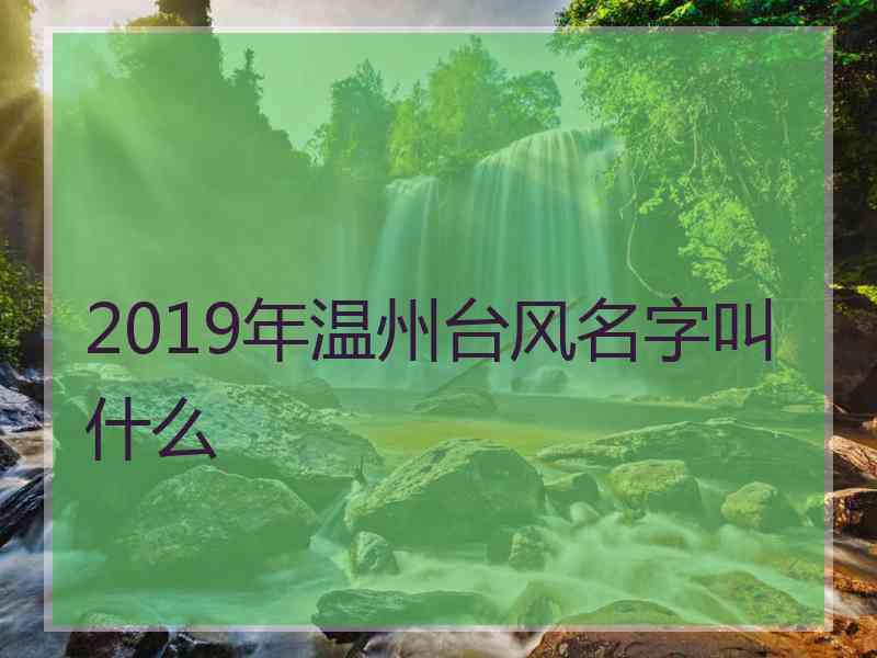 2019年温州台风名字叫什么