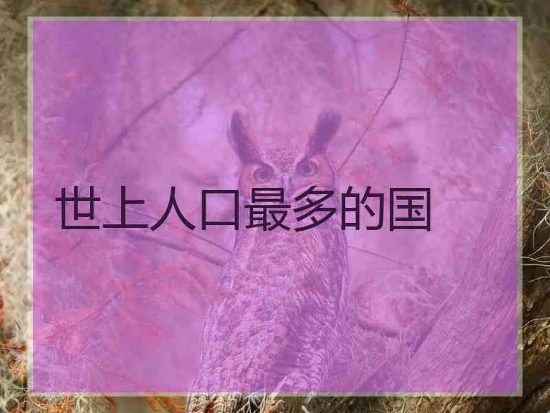 世上人口最多的国