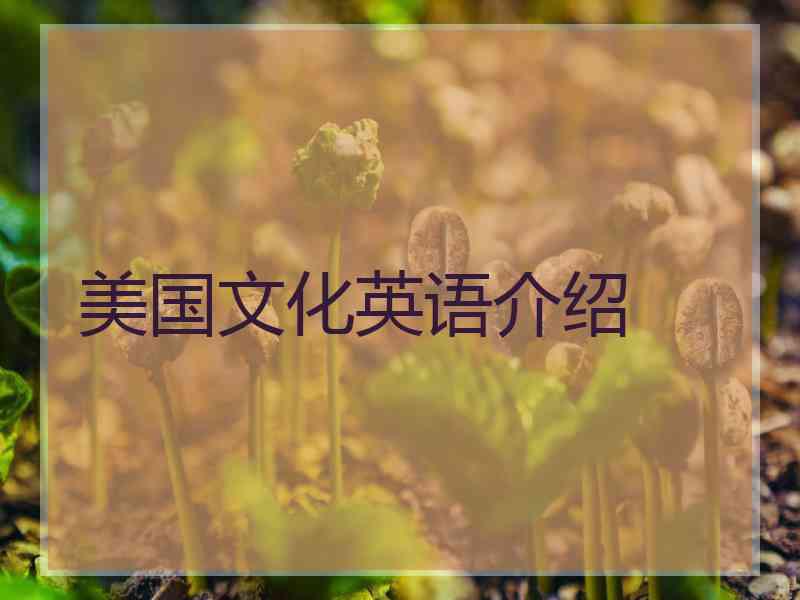 美国文化英语介绍