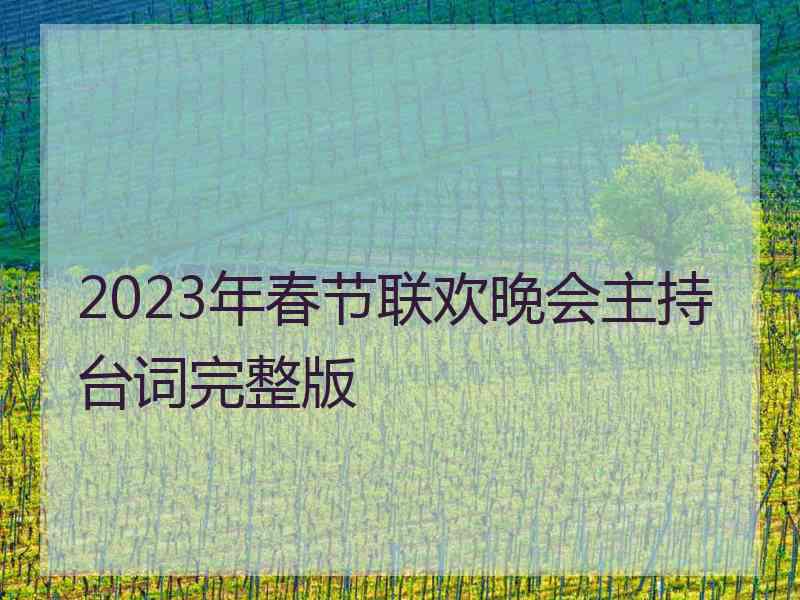 2023年春节联欢晚会主持台词完整版