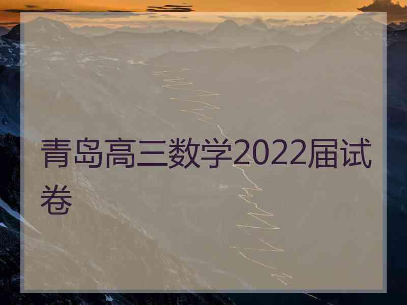 青岛高三数学2022届试卷