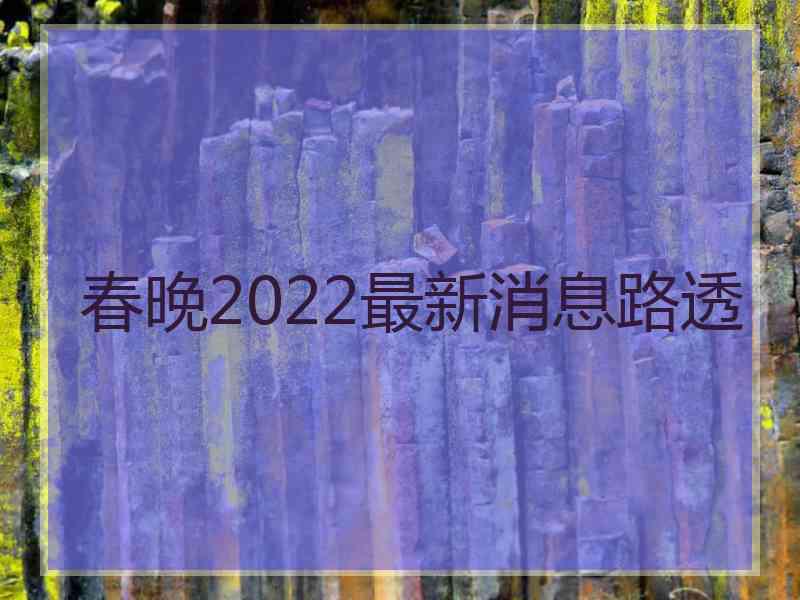 春晚2022最新消息路透