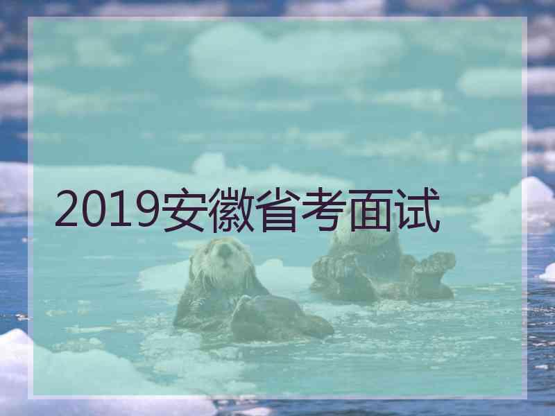 2019安徽省考面试