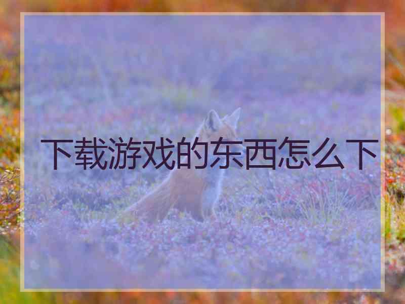 下载游戏的东西怎么下