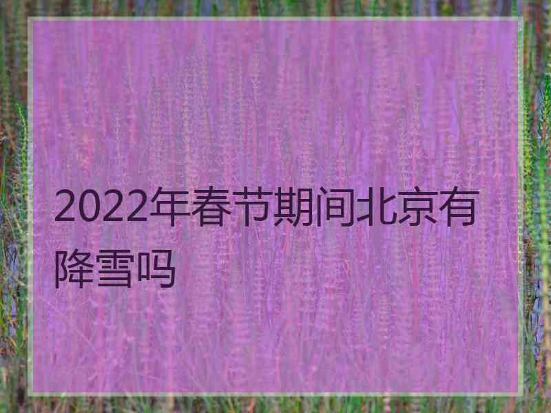 2022年春节期间北京有降雪吗