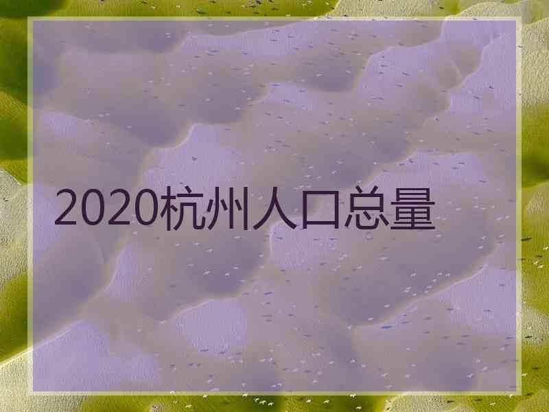 2020杭州人口总量