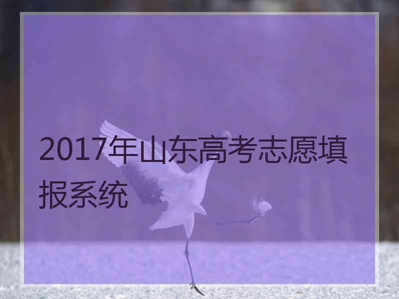 2017年山东高考志愿填报系统