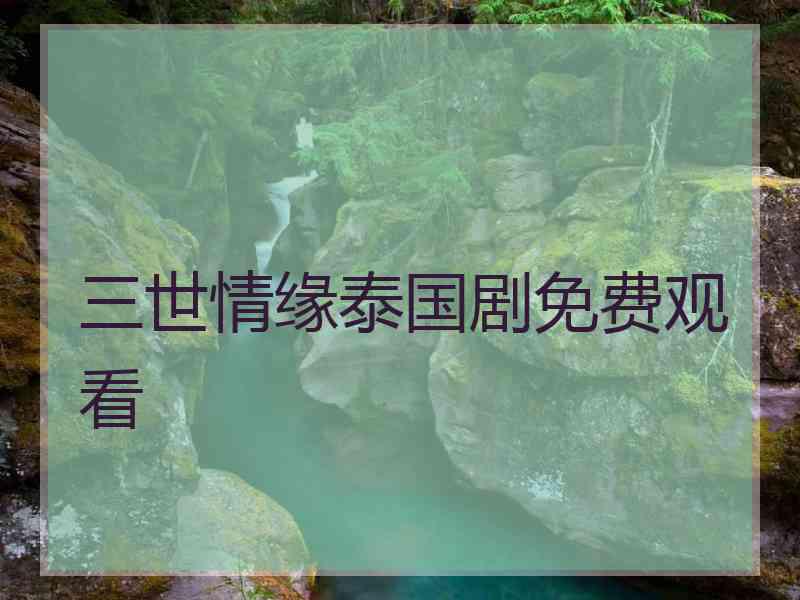 三世情缘泰国剧免费观看
