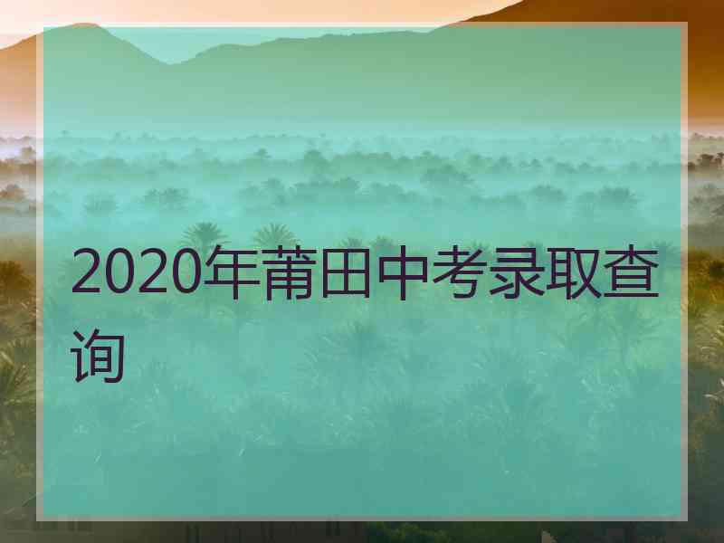 2020年莆田中考录取查询