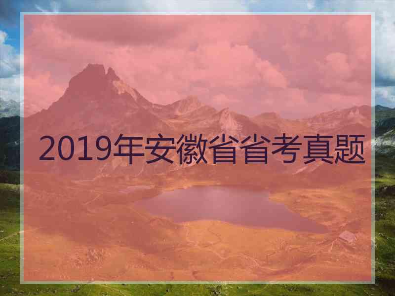 2019年安徽省省考真题