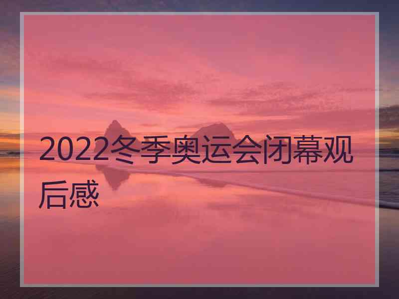 2022冬季奥运会闭幕观后感