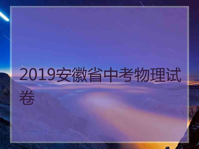 2019安徽省中考物理试卷