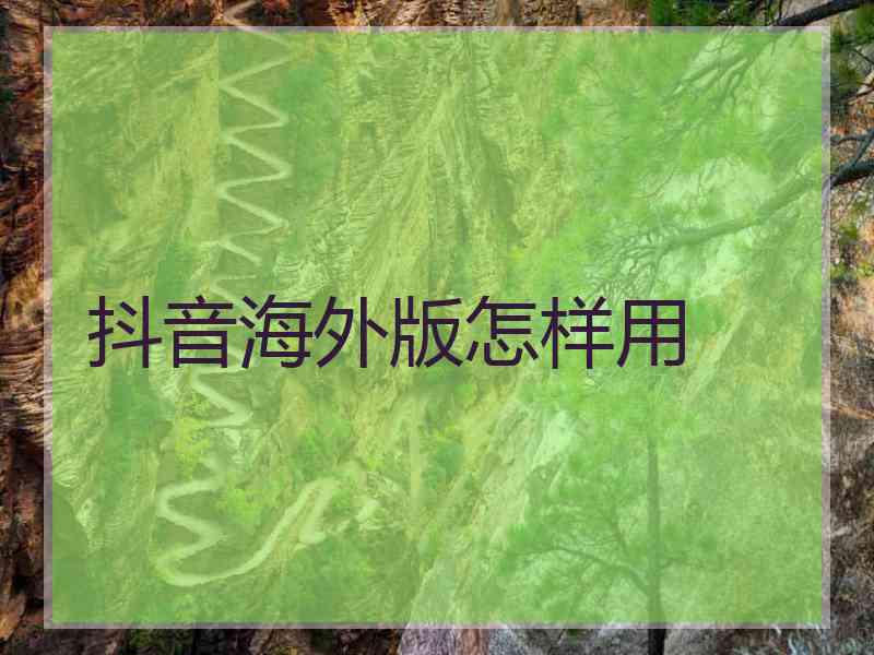 抖音海外版怎样用