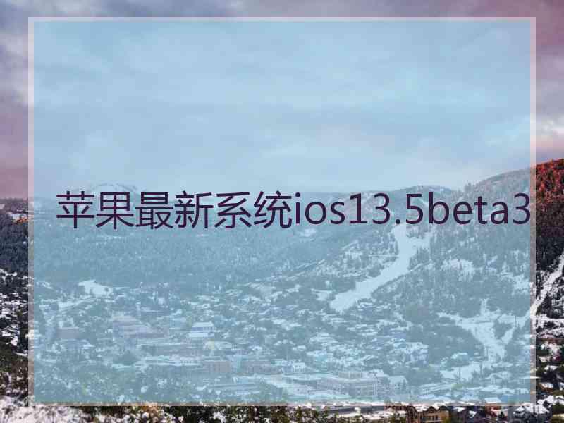 苹果最新系统ios13.5beta3