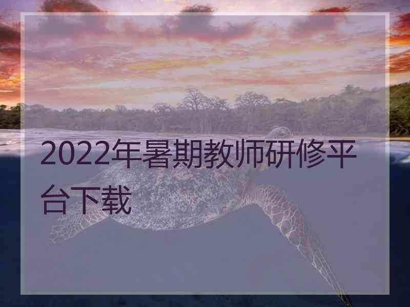 2022年暑期教师研修平台下载