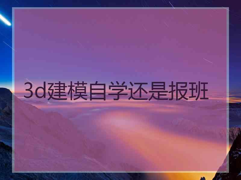 3d建模自学还是报班