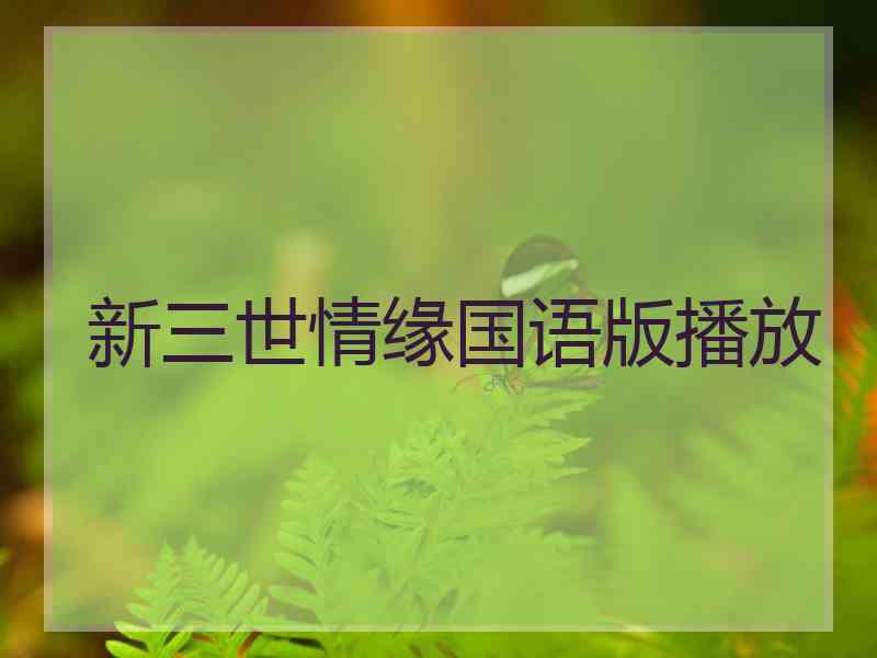 新三世情缘国语版播放