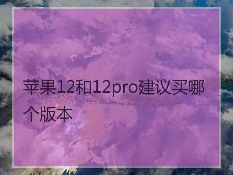 苹果12和12pro建议买哪个版本