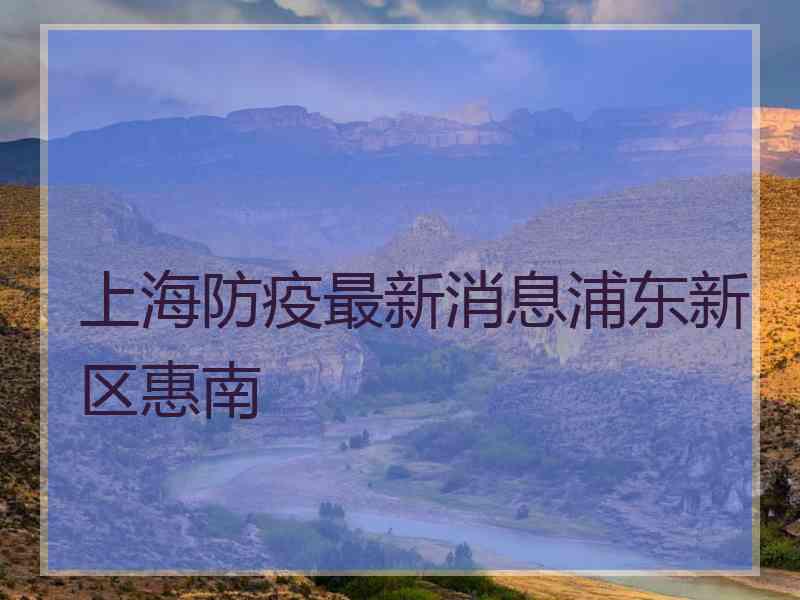 上海防疫最新消息浦东新区惠南
