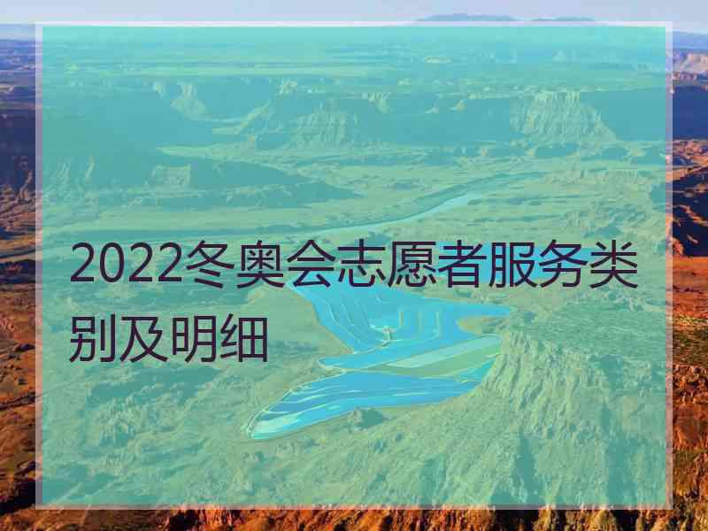 2022冬奥会志愿者服务类别及明细