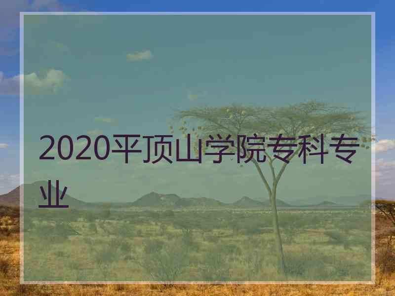 2020平顶山学院专科专业