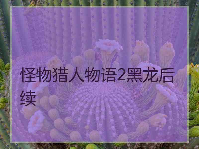 怪物猎人物语2黑龙后续