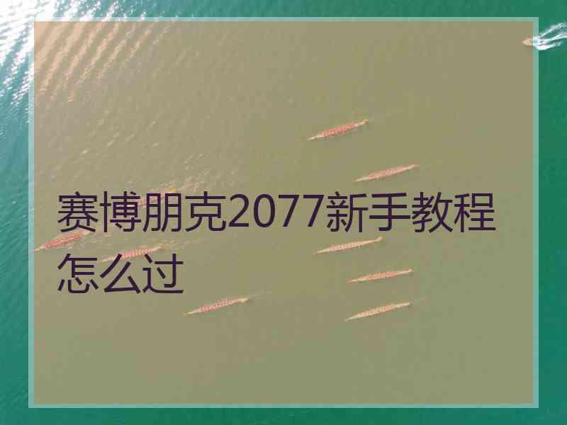 赛博朋克2077新手教程怎么过