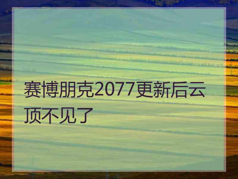 赛博朋克2077更新后云顶不见了